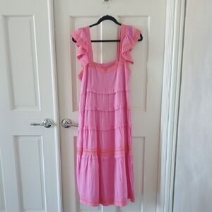 Pink Ruffled Sleeveless Dress
